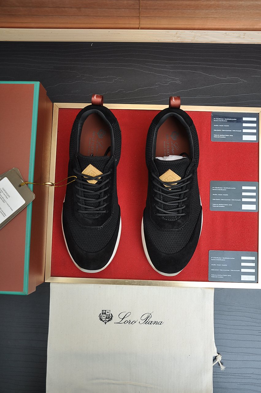 Loro Piana Men's Textured Lace-Up Sneakers — front