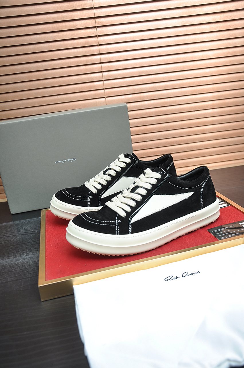 Rick Owens Contrast-Panel Platform Sneakers — front