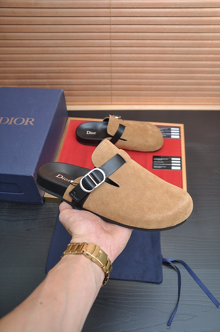 Dior Buckled Closed-Toe Mules — model