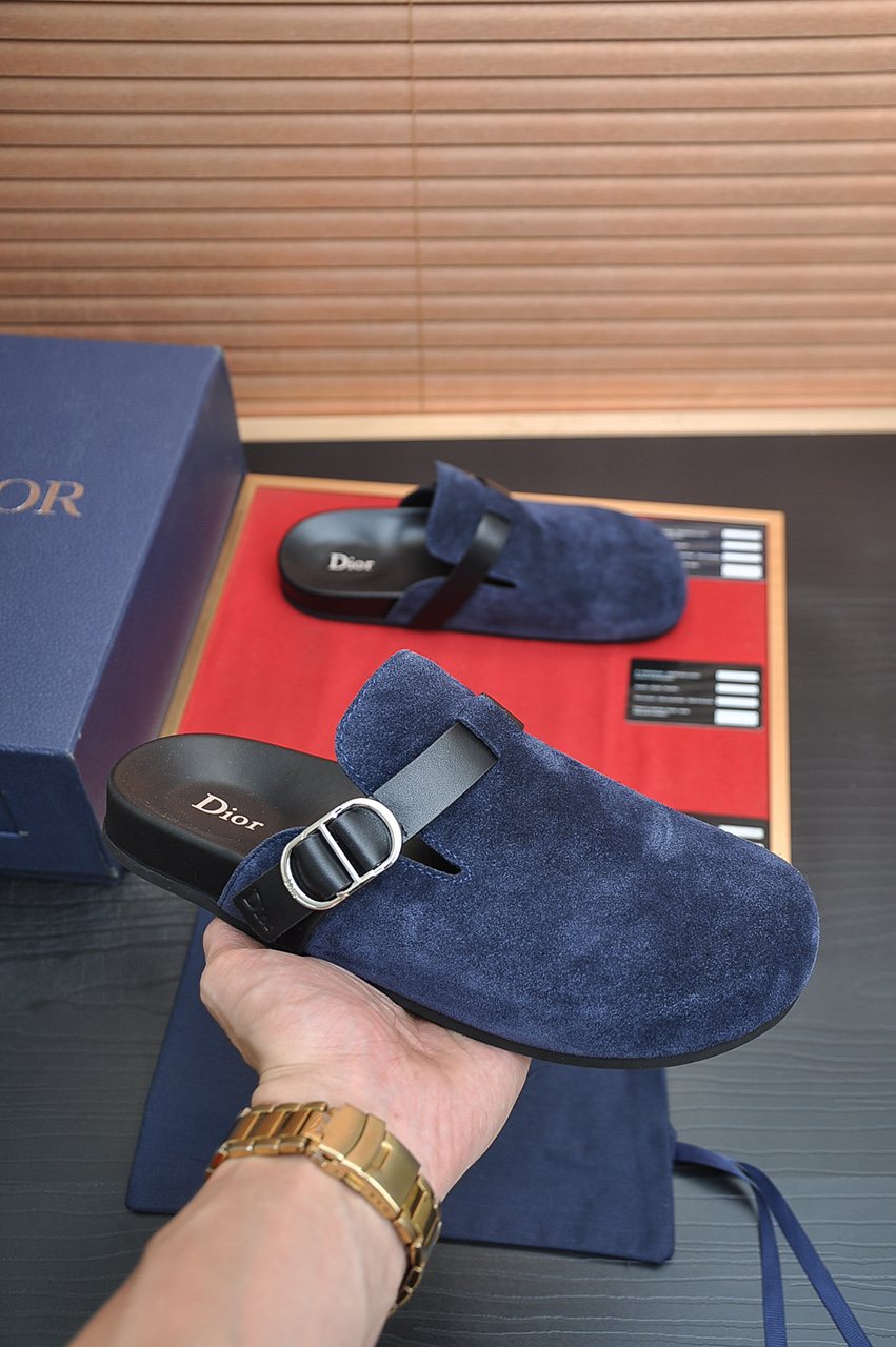 Dior Buckled Closed-Toe Mules — model
