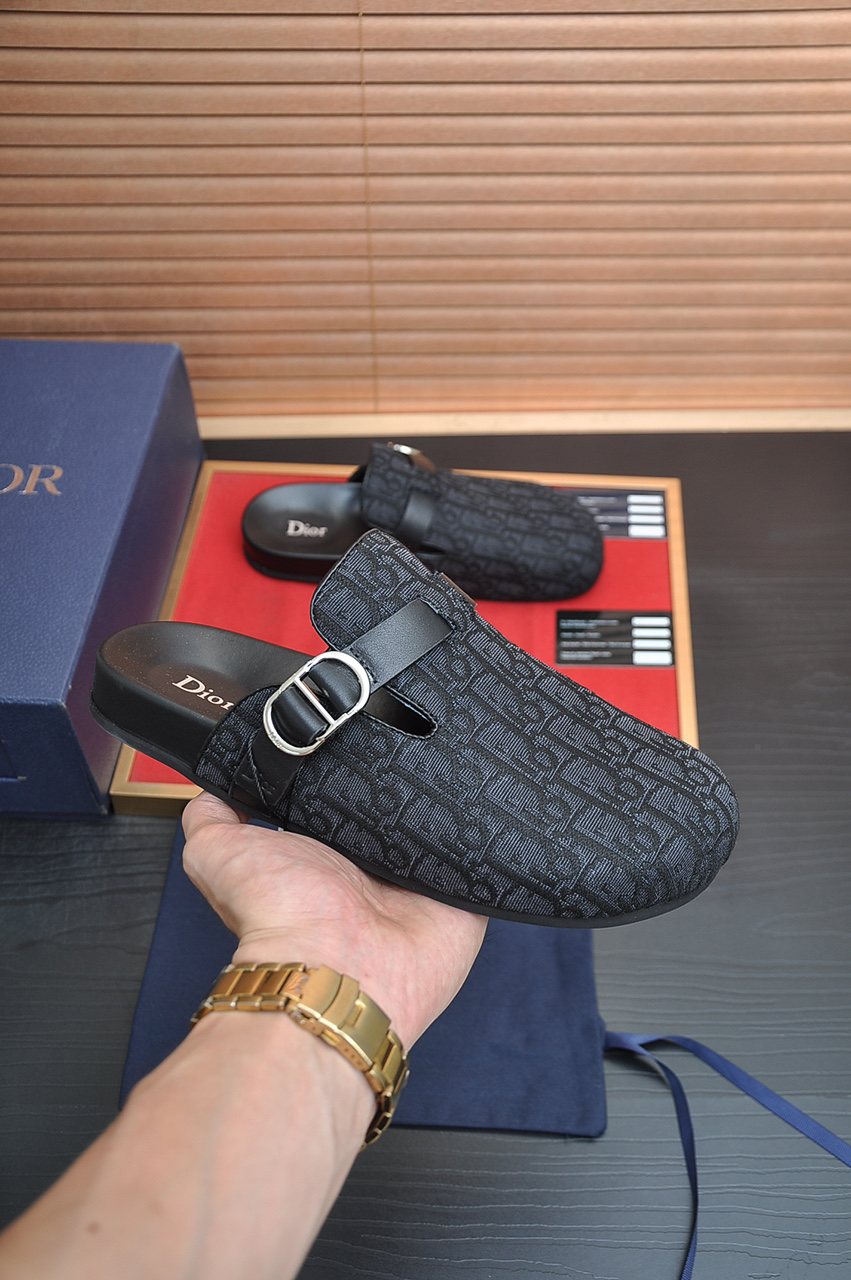 Dior Buckled Closed-Toe Mules — model