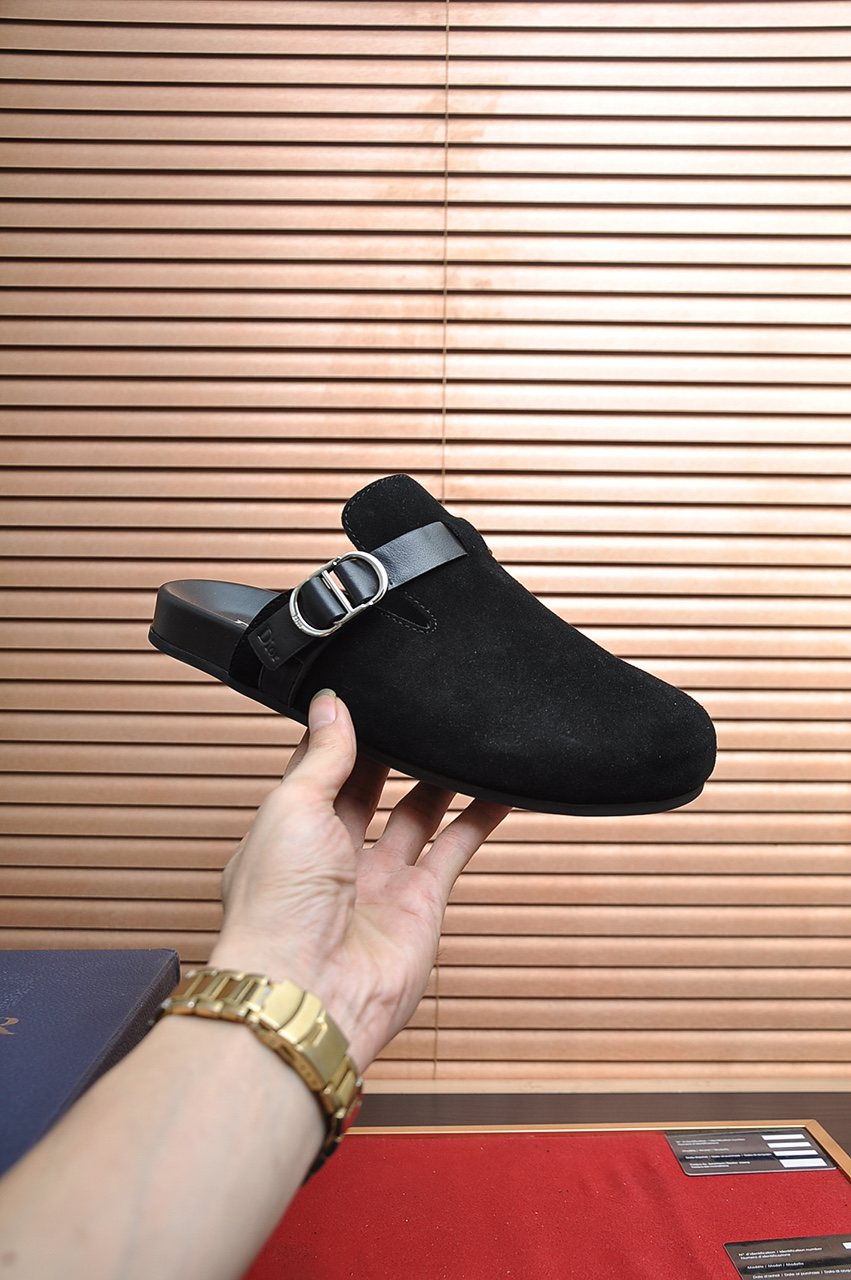 Dior Buckled Closed-Toe Mules — model