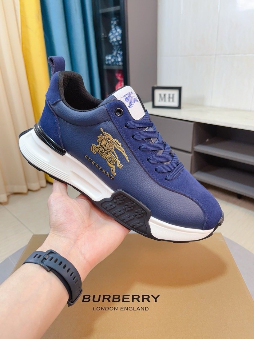 Burberry Men's Contrast-Panel Lace-Up Sneakers — front