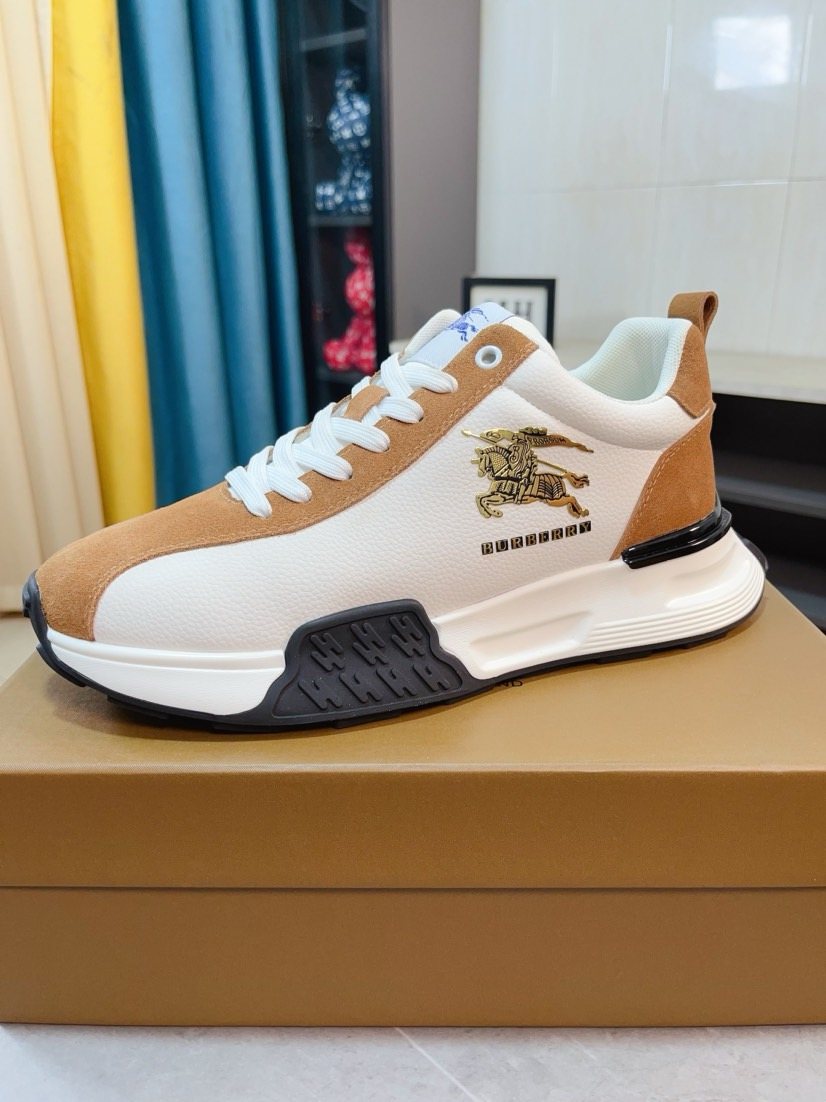 Burberry Men's Contrast-Panel Lace-Up Sneakers — front
