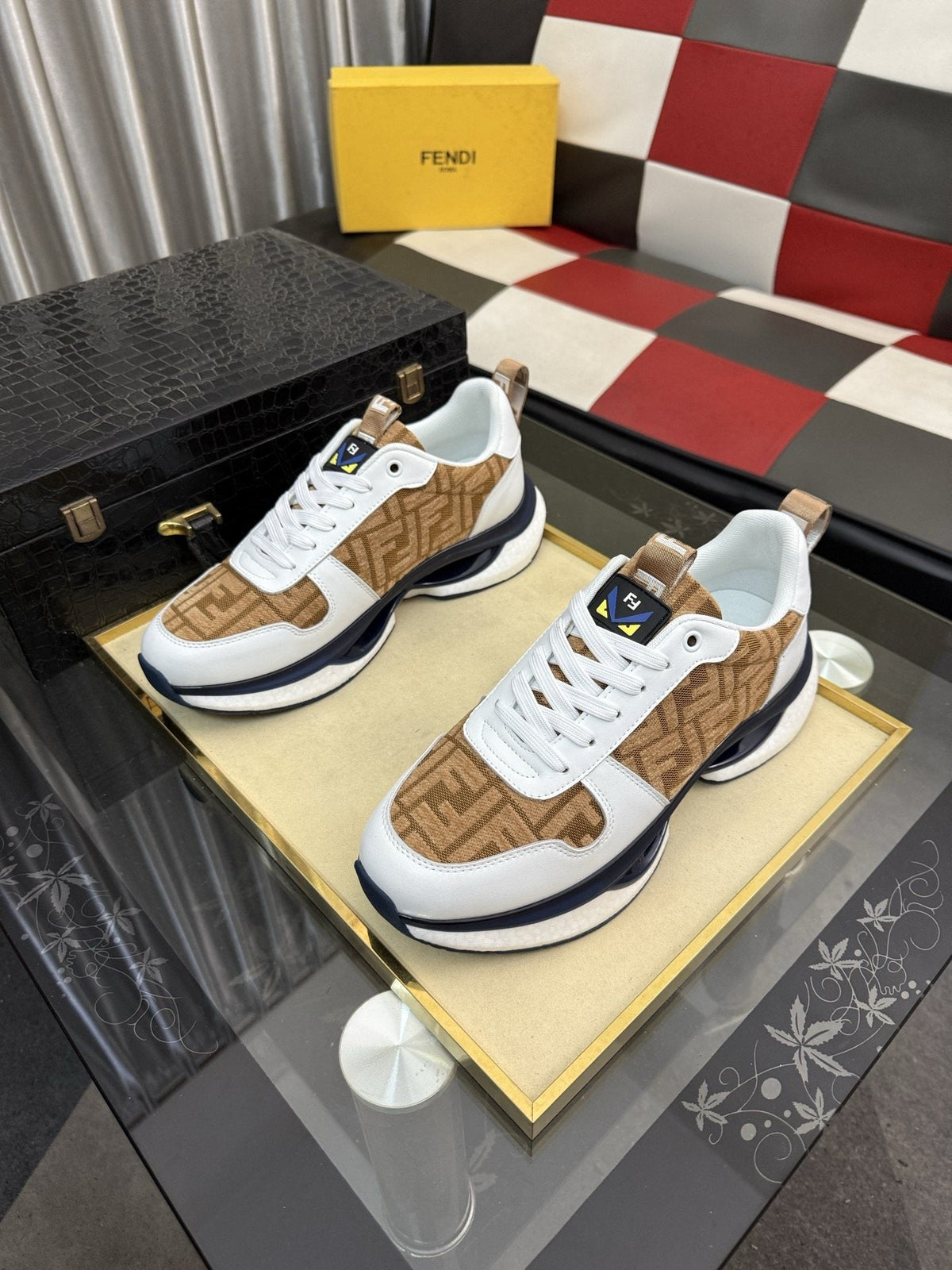 Fendi Men's Patterned Low-Top Sneakers — hero