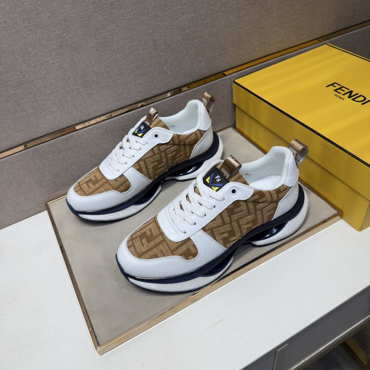 Fendi Men's Patterned Panel Sneakers — front