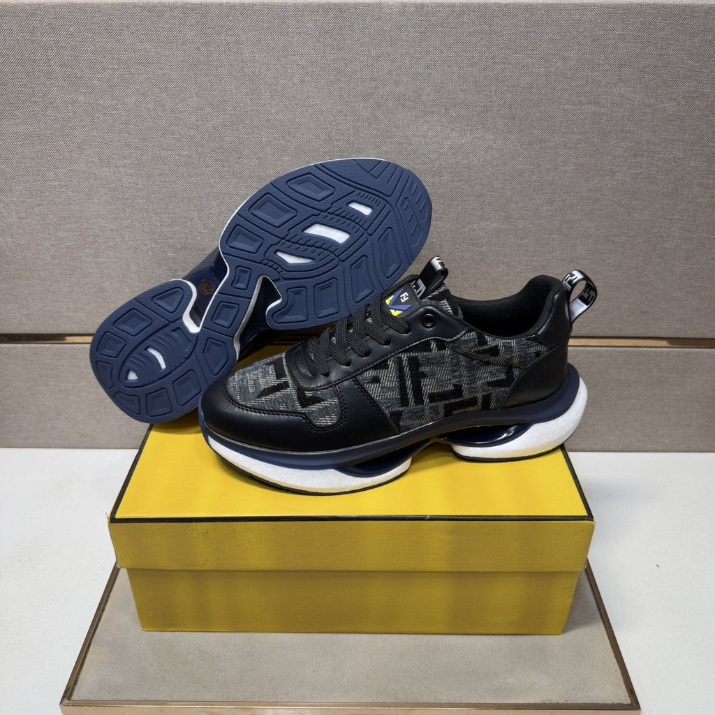 Fendi Men's Patterned Panel Sneakers — side