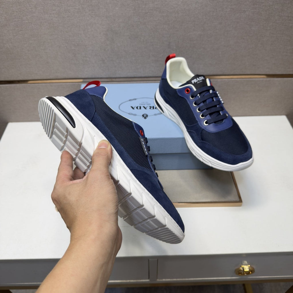 Prada Men's Paneled Low-Top Sneakers — model