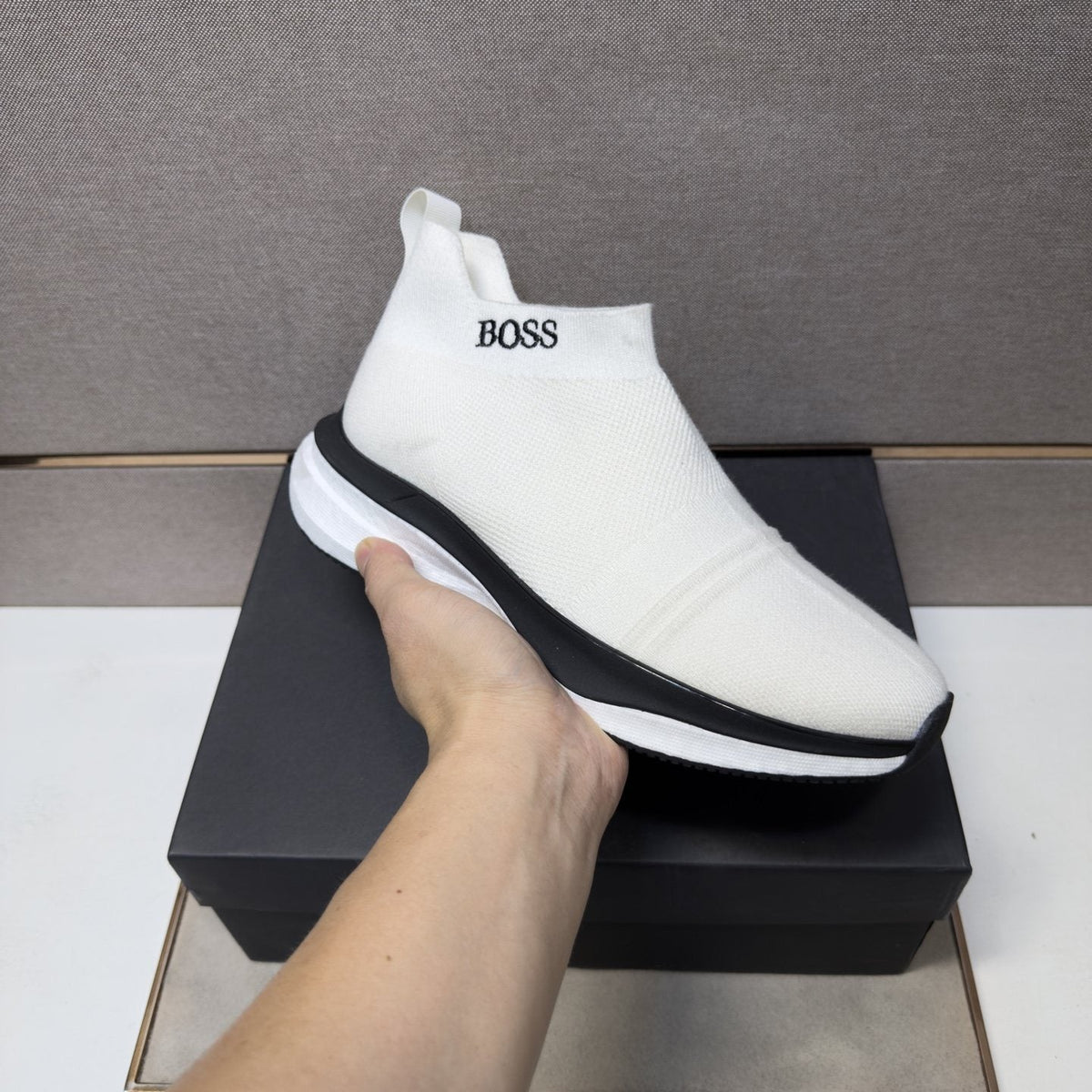 BOSS Textured Slip-On Sneakers — model