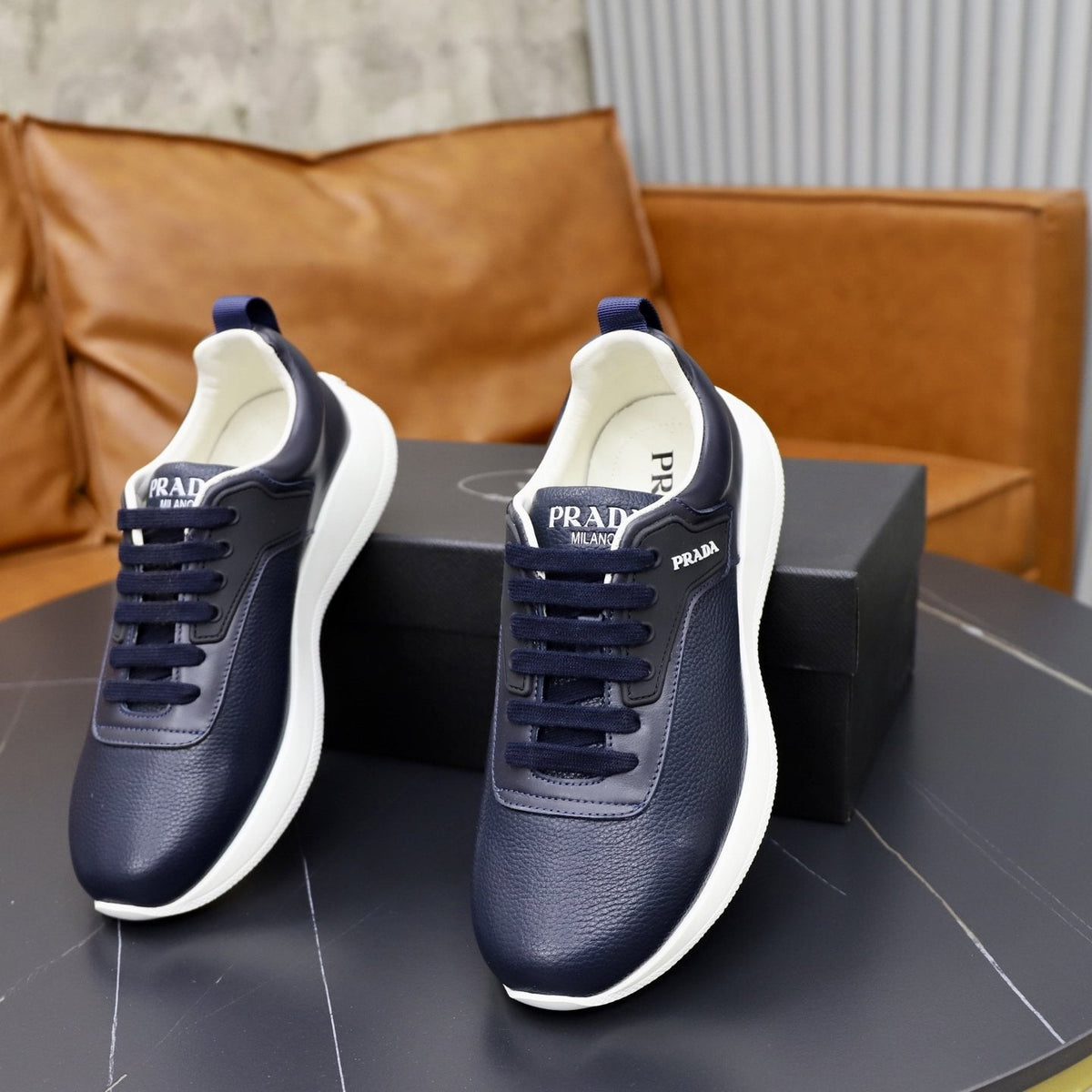 Prada Textured Low-Top Sneakers — front