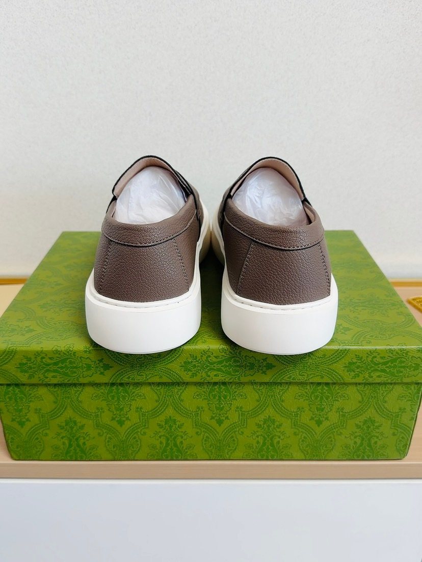 Gucci White-Sole Penny Loafers — back