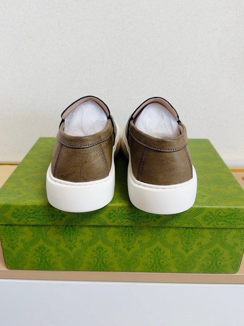 Gucci White-Sole Penny Loafers — back