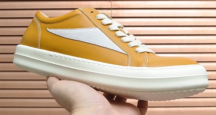 Rick Owens Contrast-Panel Platform Low-Top Sneakers — front