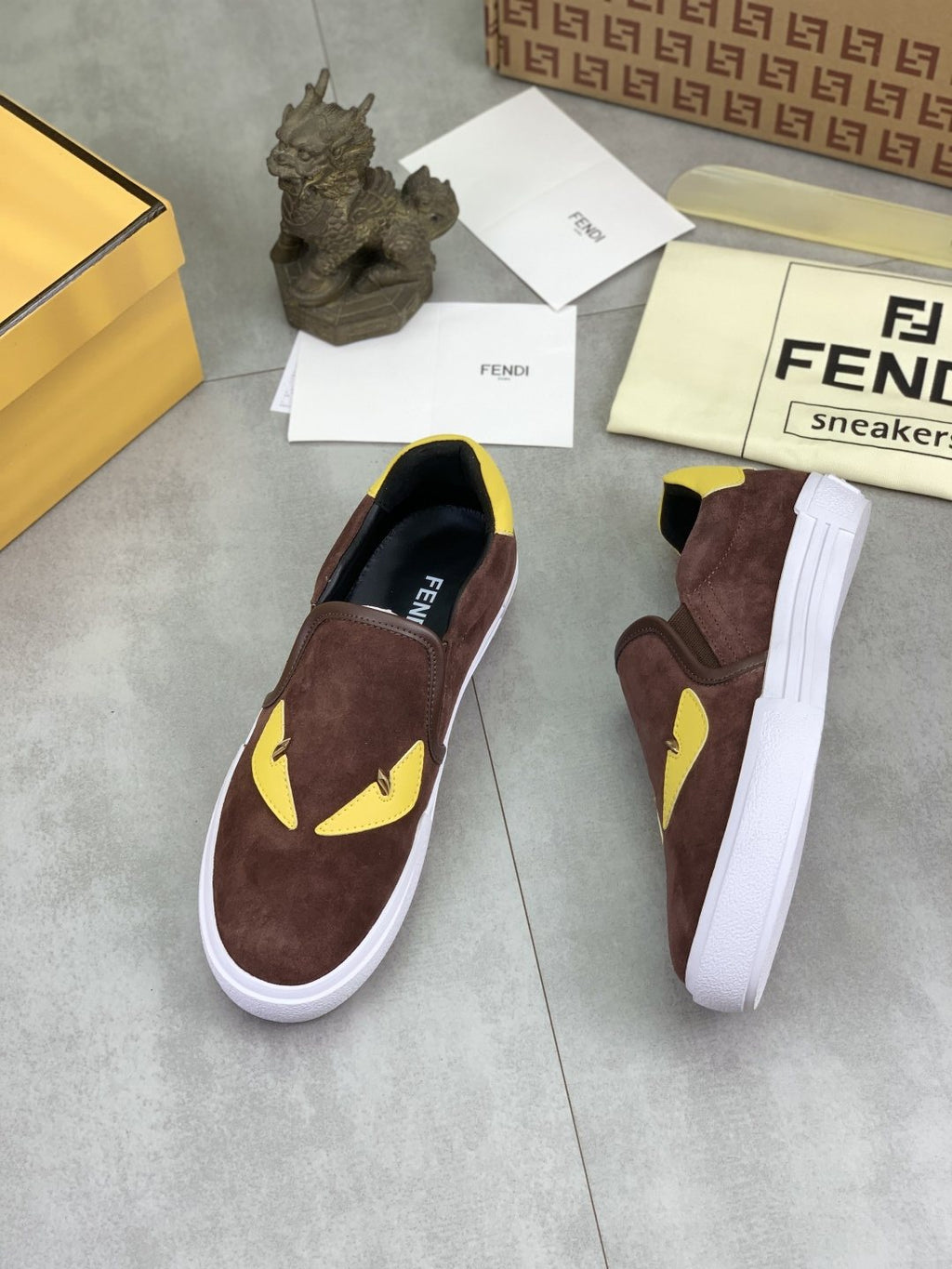 Fendi Eye-Accent Slip-On Sneakers — front