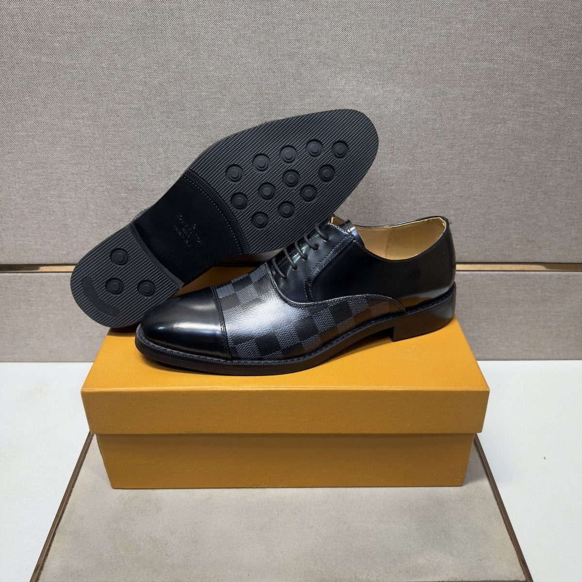 Louis Vuitton Check-Panel Lace-Up Dress Shoes — side