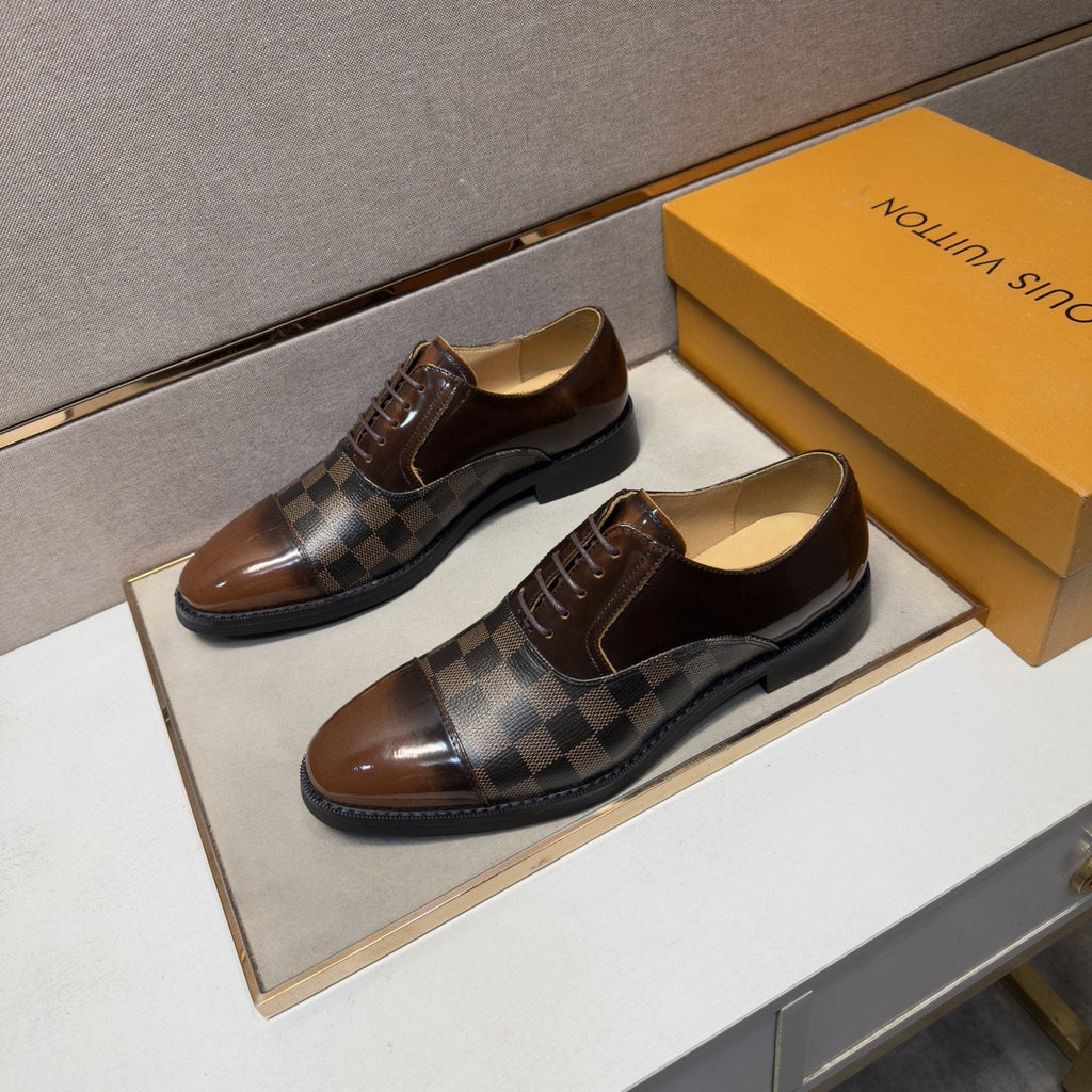Louis Vuitton Check-Panel Lace-Up Dress Shoes — front
