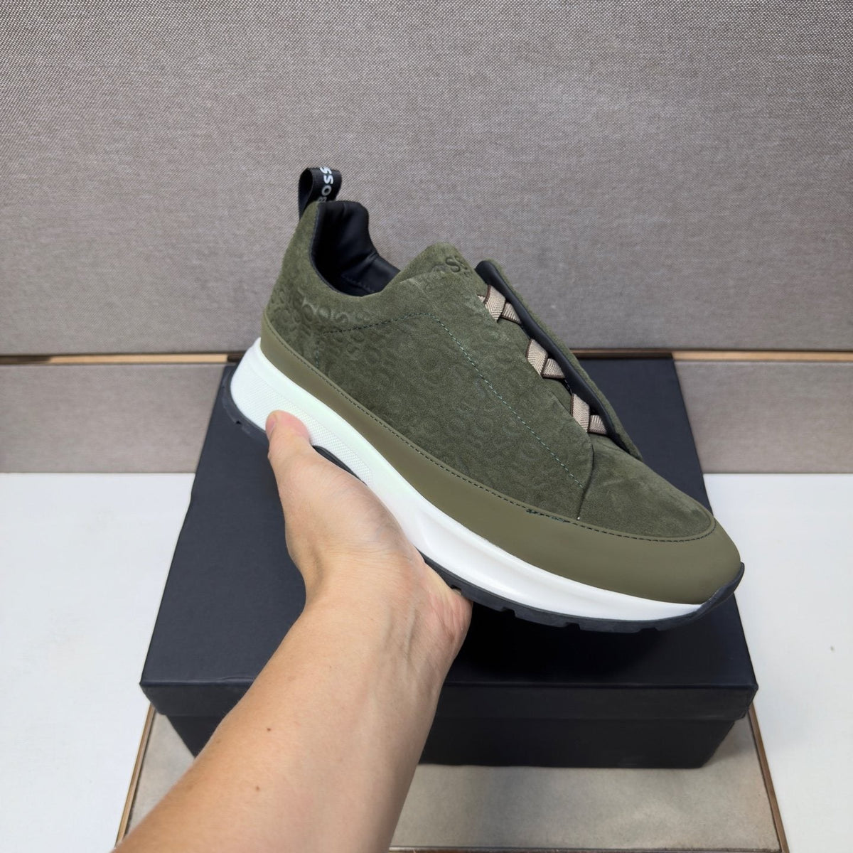 BOSS Patterned Slip-On-Style Sneakers — model