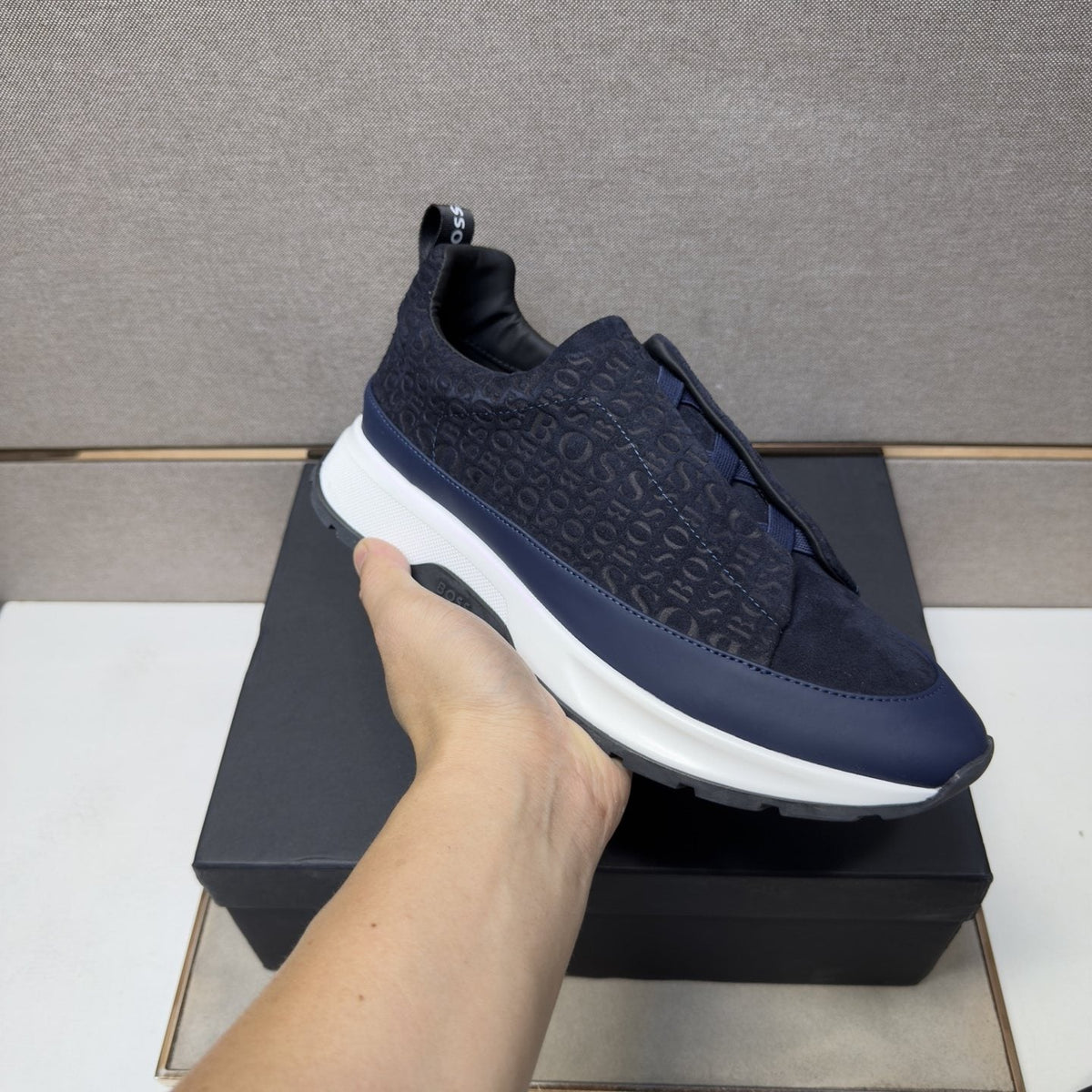 BOSS Patterned Slip-On-Style Sneakers — model