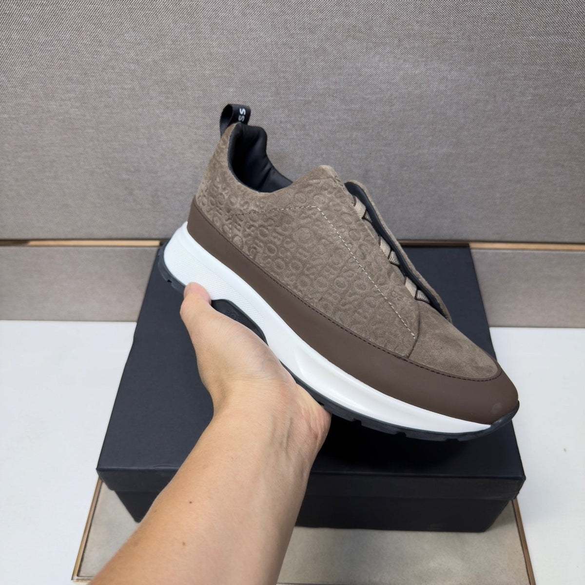 BOSS Patterned Slip-On-Style Sneakers — model