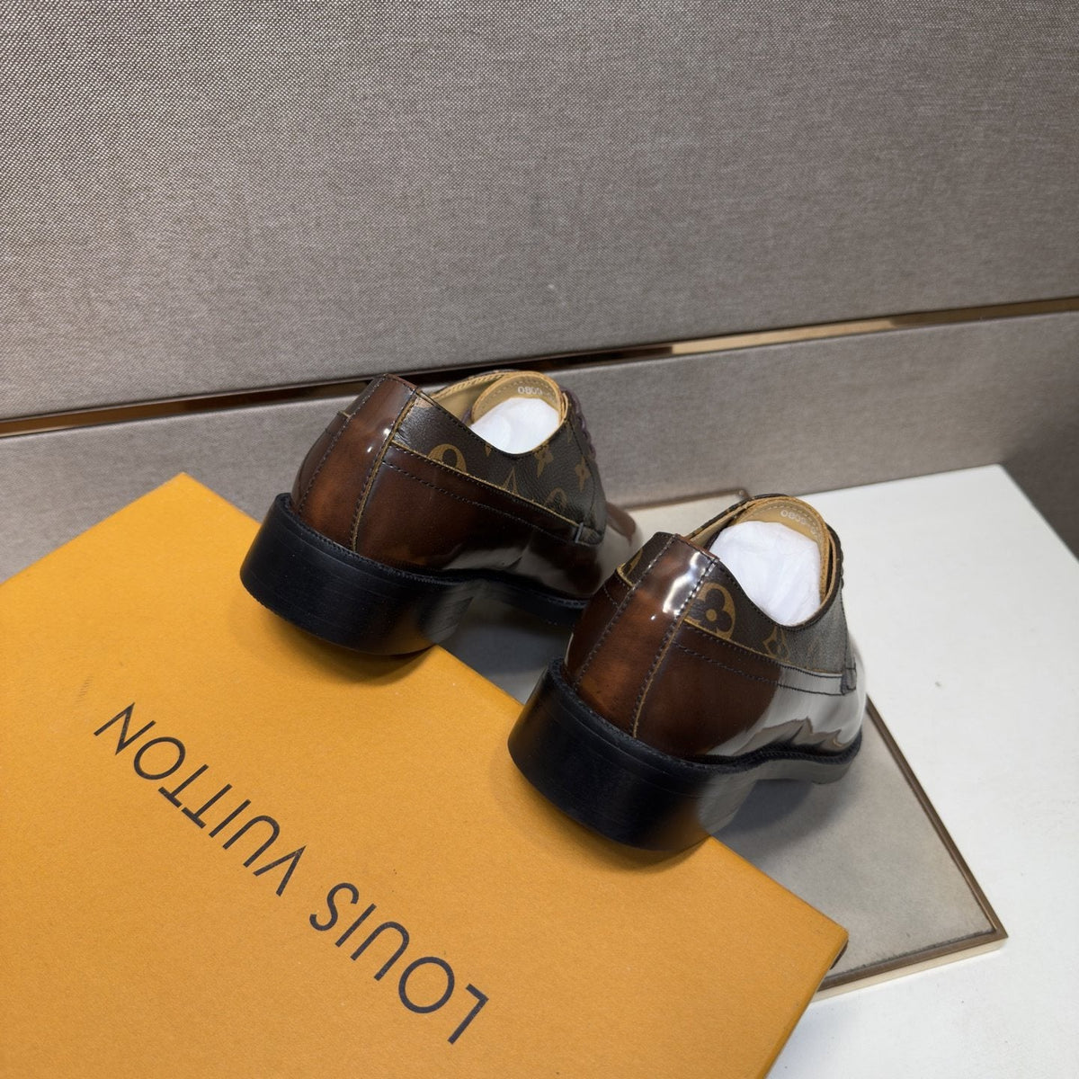 Louis Vuitton Patterned-Panel Lace-Up Dress Shoes — back