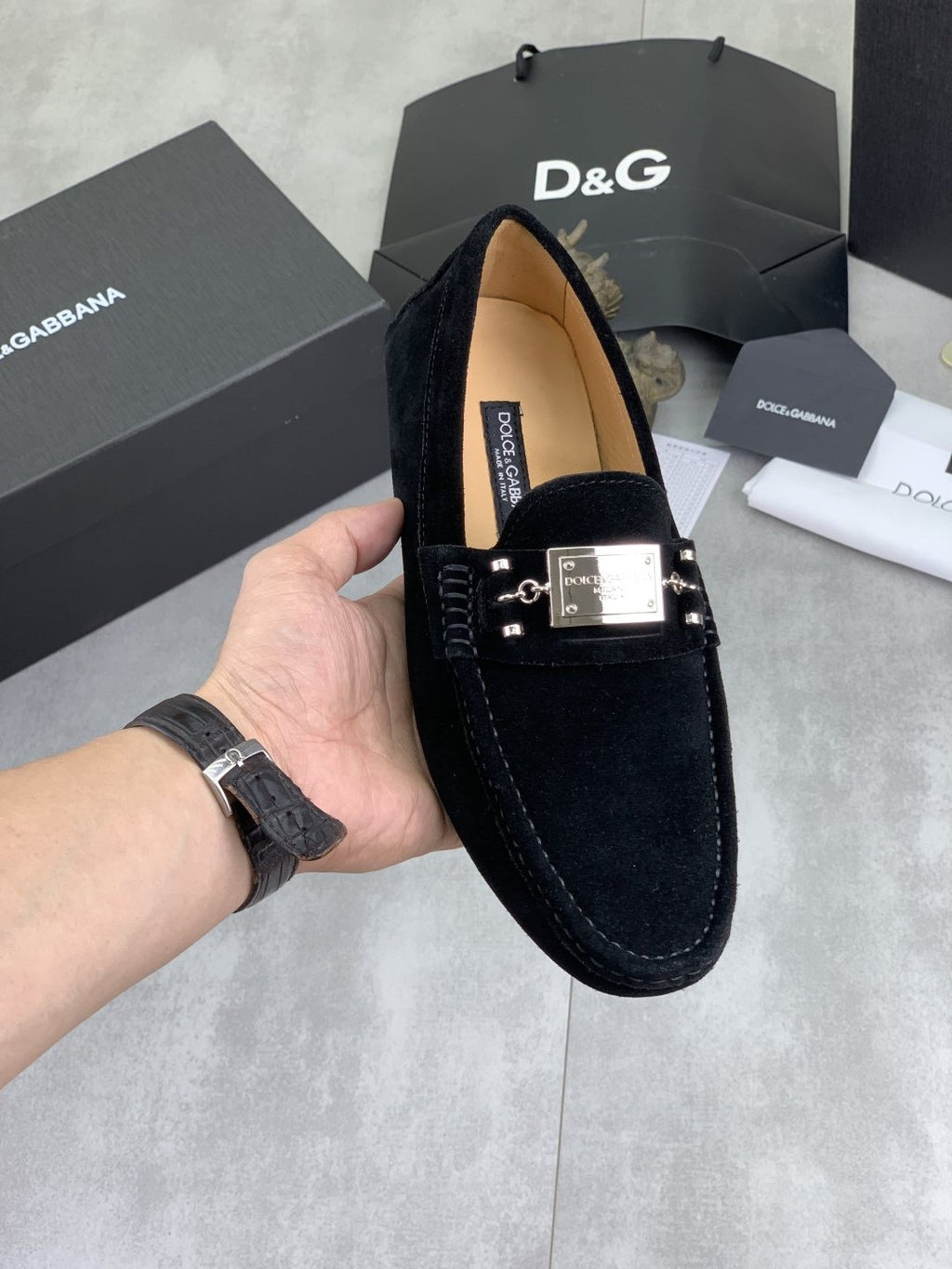 Dolce & Gabbana Metal-Detail Driving Loafers — model
