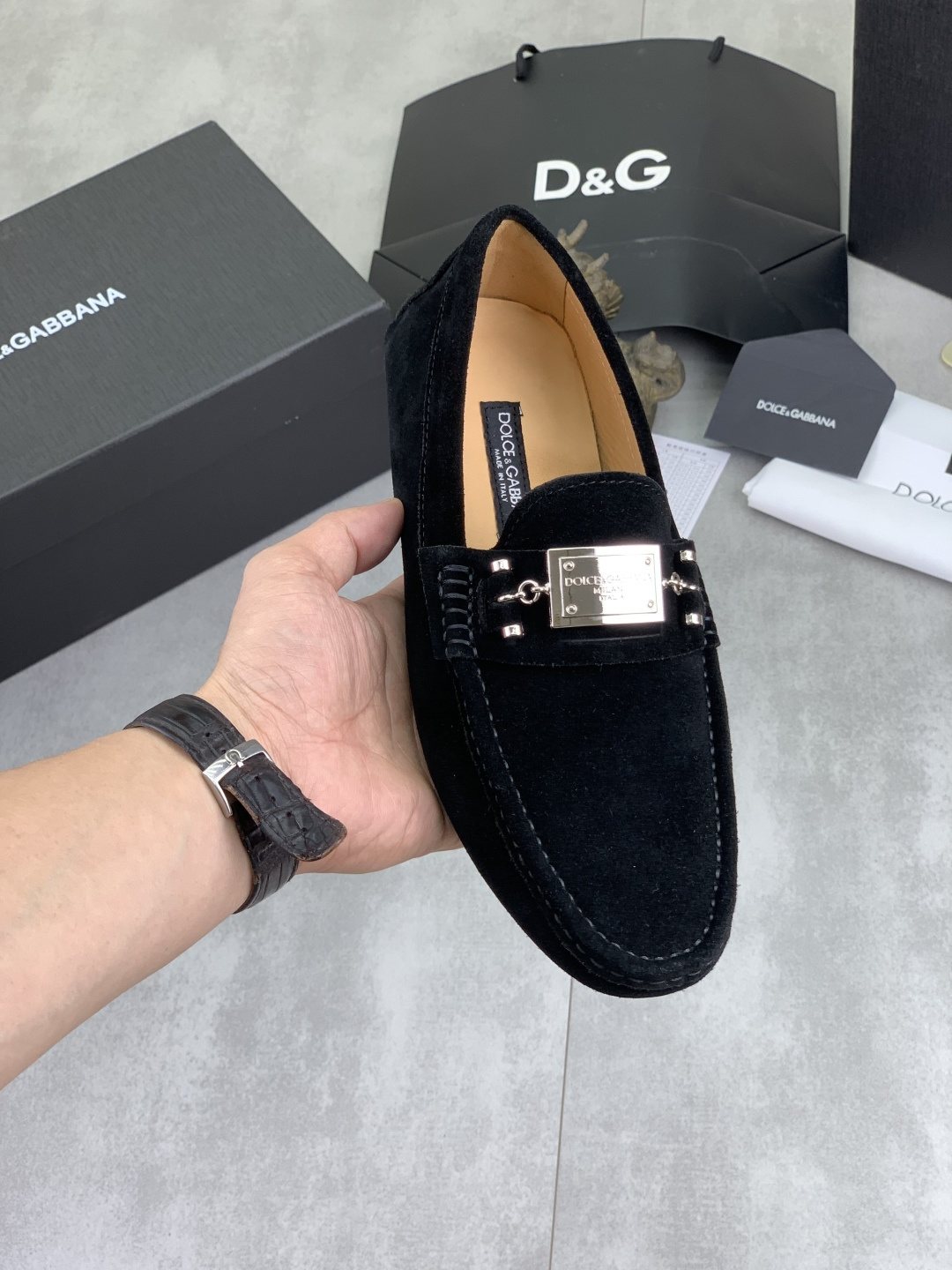 Dolce & Gabbana Metal-Detail Driving Loafers — model