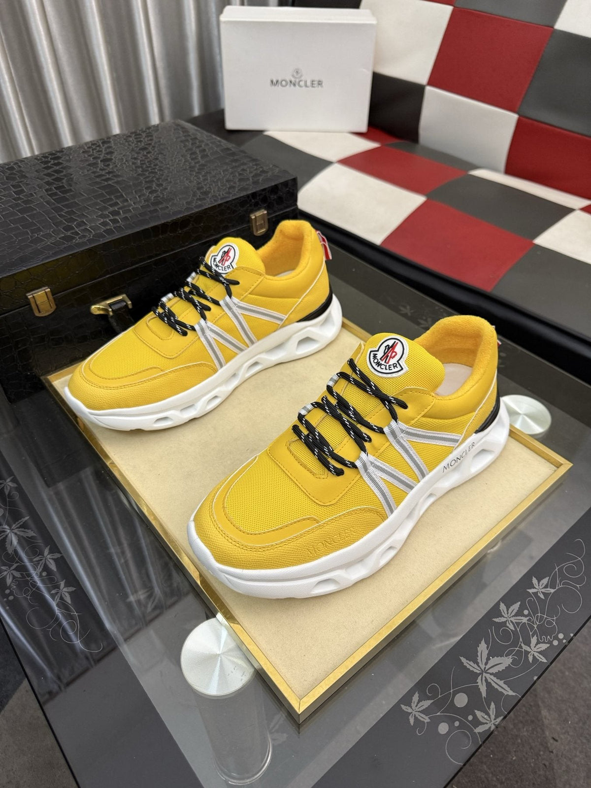 Moncler Sculpted-Sole Lace-Up Sneakers — front