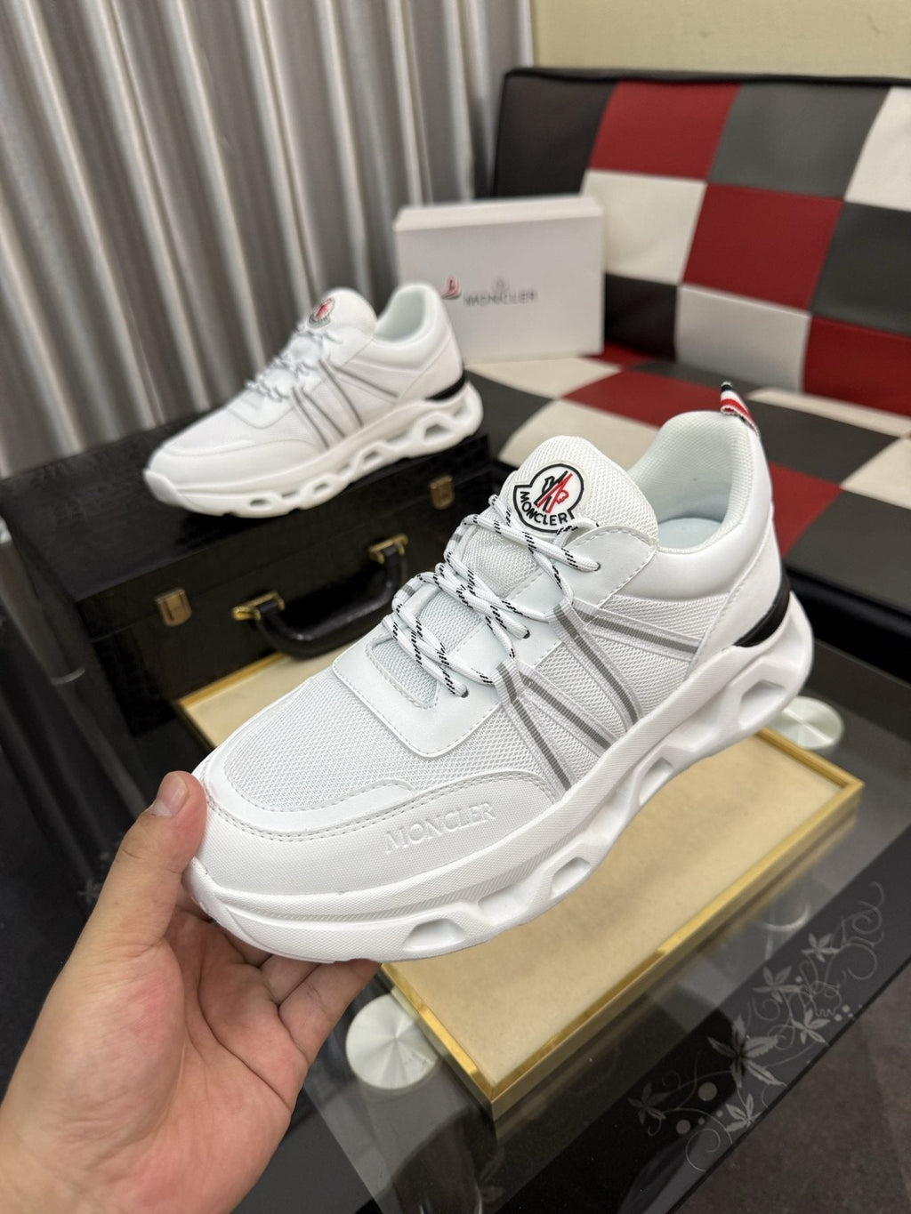 Moncler Sculpted-Sole Lace-Up Sneakers — model