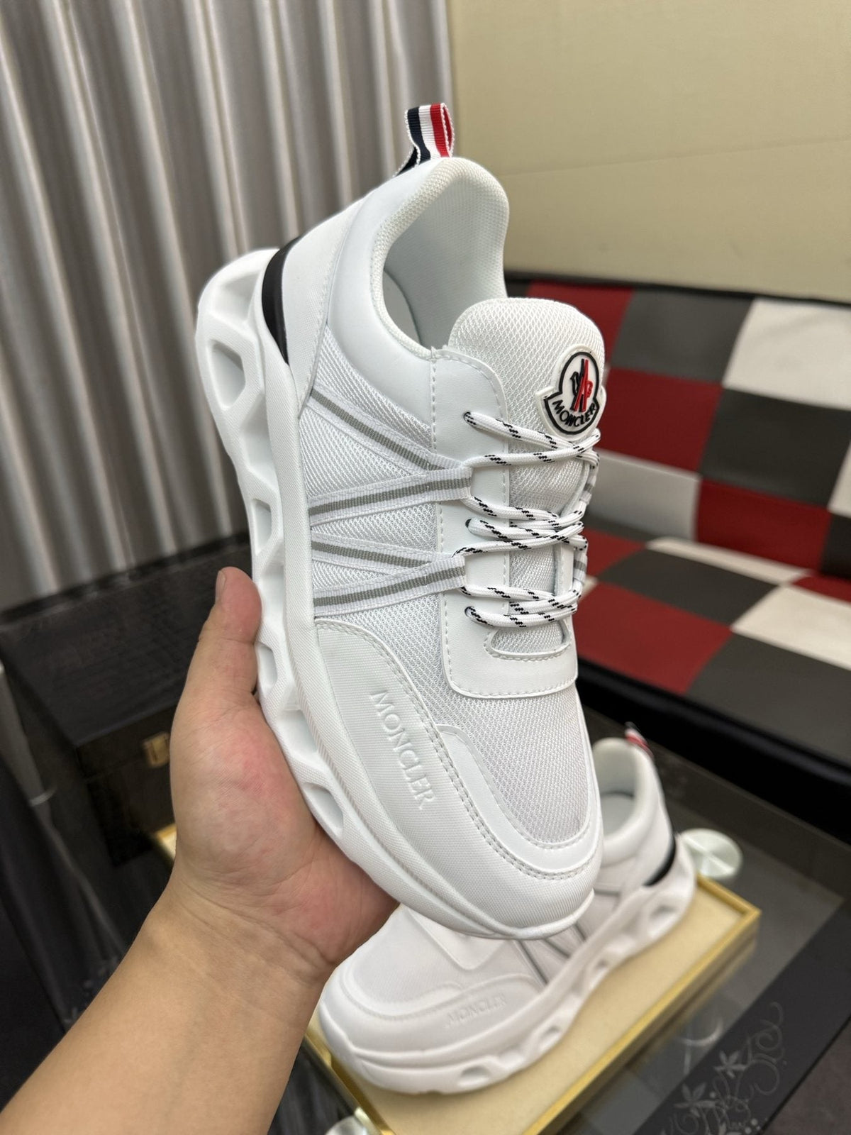 Moncler Sculpted-Sole Lace-Up Sneakers — front