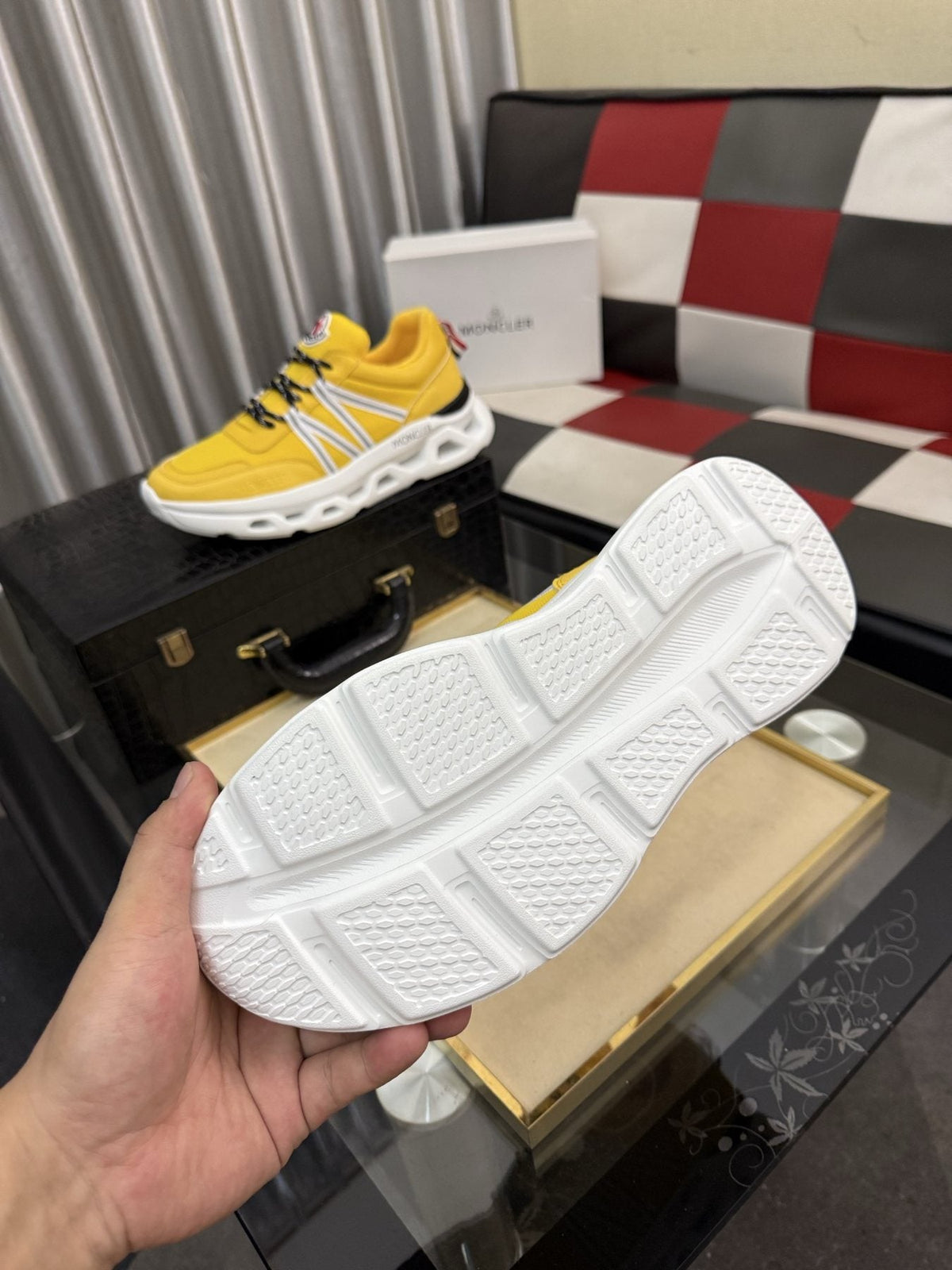 Moncler Sculpted-Sole Lace-Up Sneakers — front
