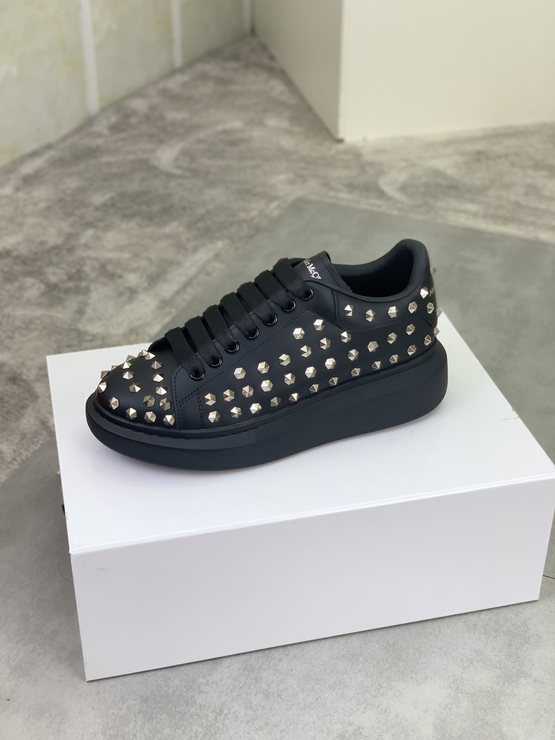 Alexander McQueen Black Studded Low-Top Sneakers — side
