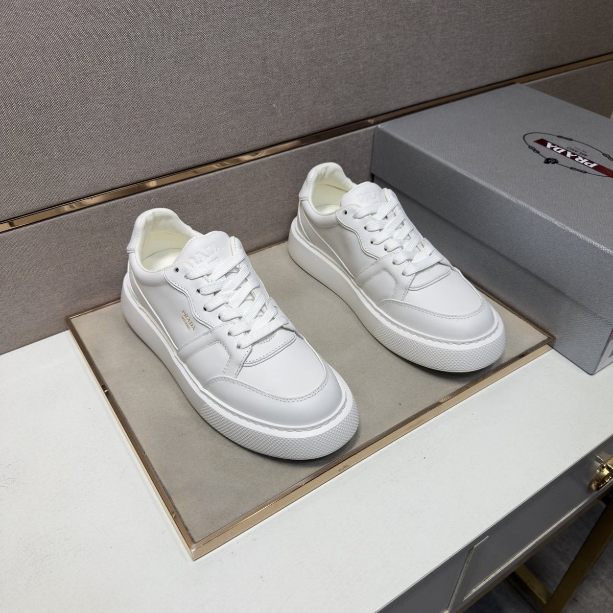 Prada Men's Paneled Low-Top Sneakers — hero