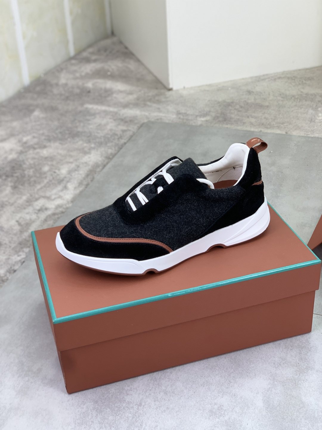 Loro Piana Contrast-Trim Lace-Up Sneakers — side