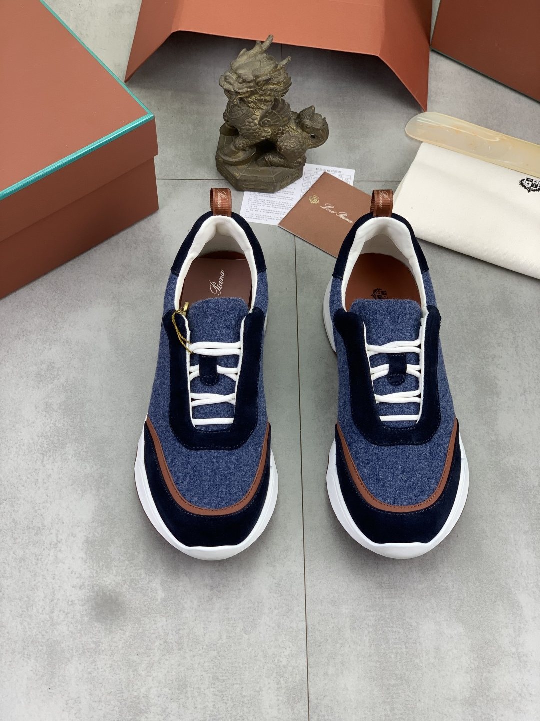 Loro Piana Contrast-Trim Lace-Up Sneakers — hero
