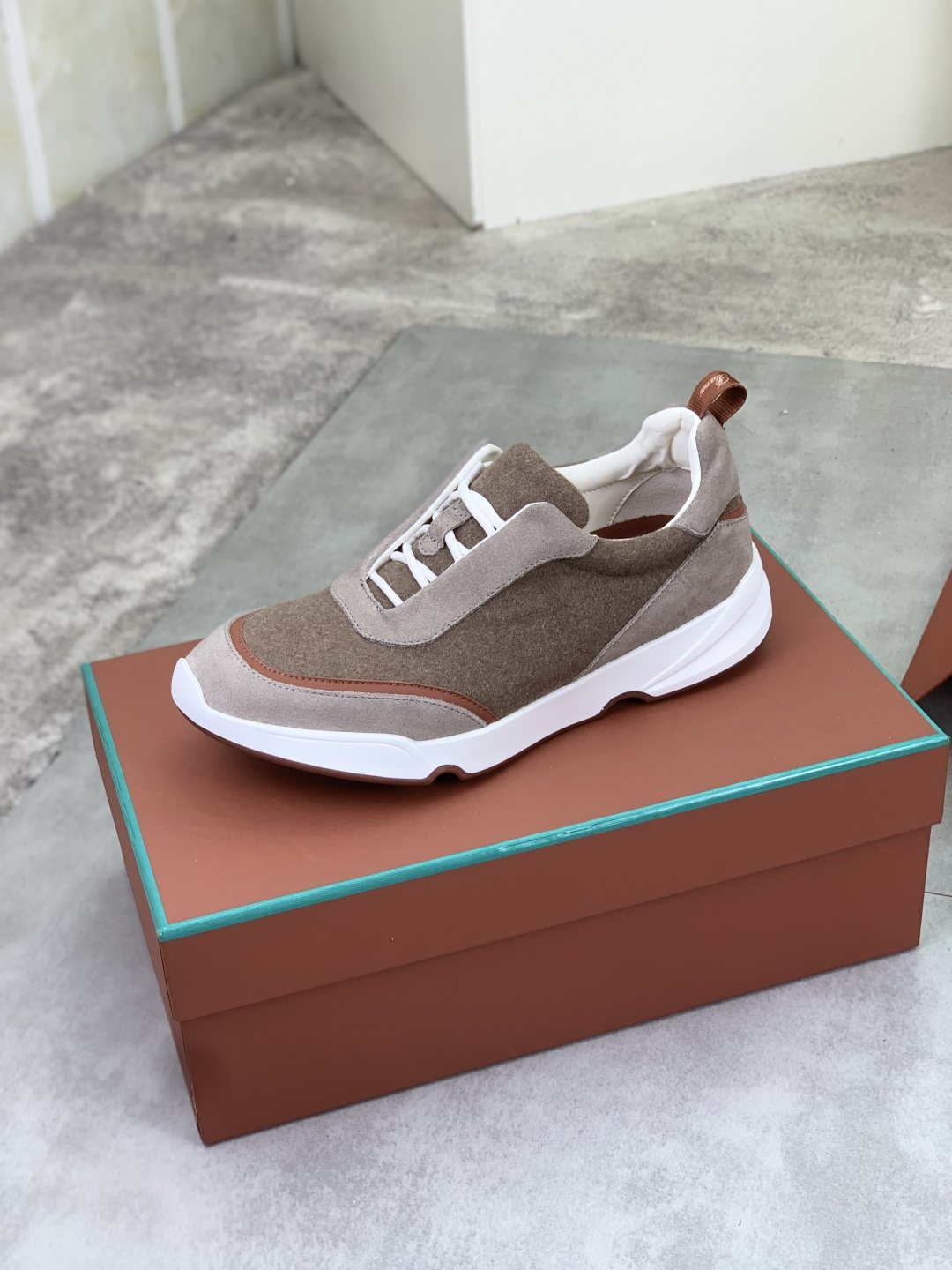 Loro Piana Contrast-Trim Lace-Up Sneakers — side