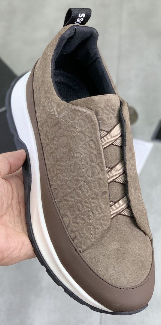 BOSS Textured Low-Top Lace-Up Sneakers — hero