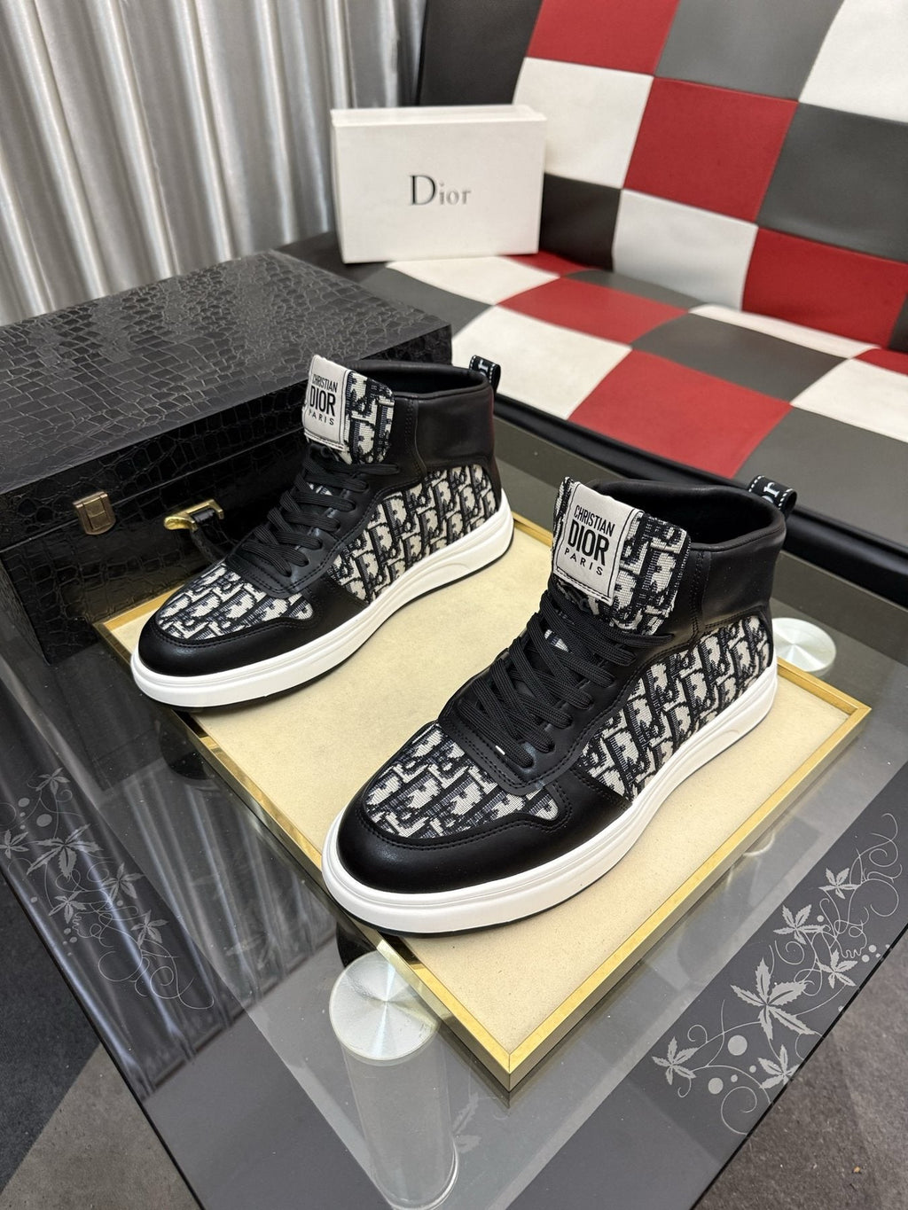 Dior Patterned High-Top Sneakers — front
