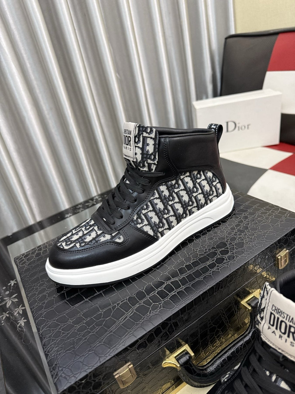 Dior Patterned High-Top Sneakers — front