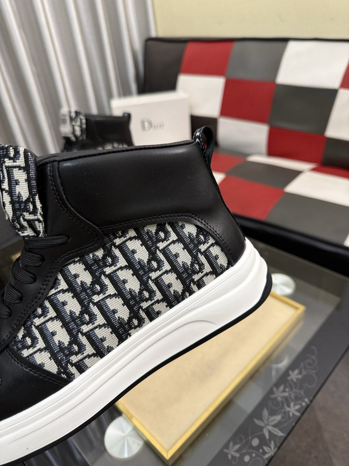Dior Patterned High-Top Sneakers — detail