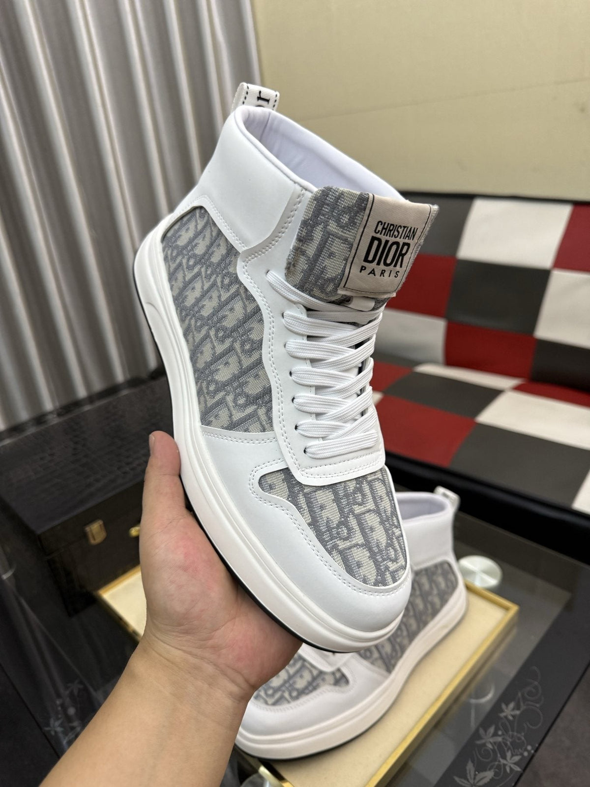 Dior Patterned High-Top Sneakers — model