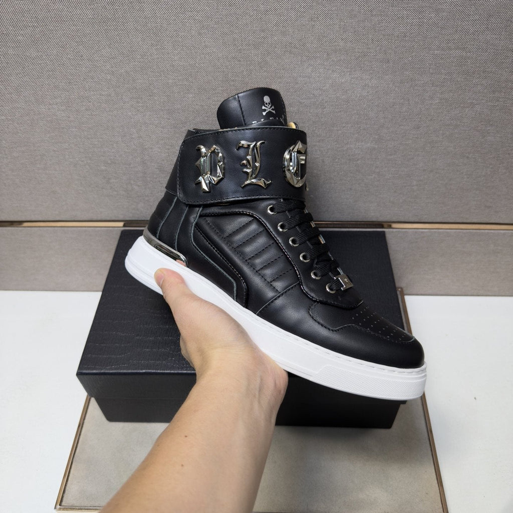 Philipp Plein Buckle-Strap High-Top Sneakers — model