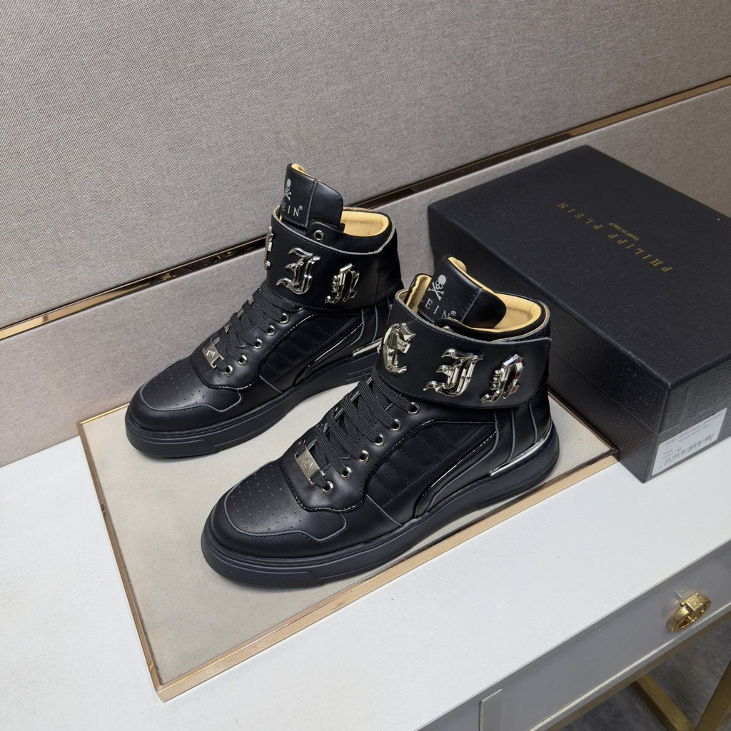 Philipp Plein Buckle-Strap High-Top Sneakers — front