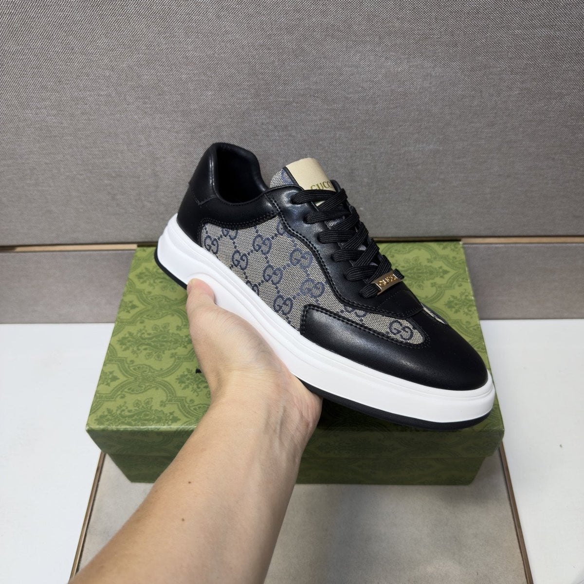 Gucci Men's Patterned-Panel Sneakers — model