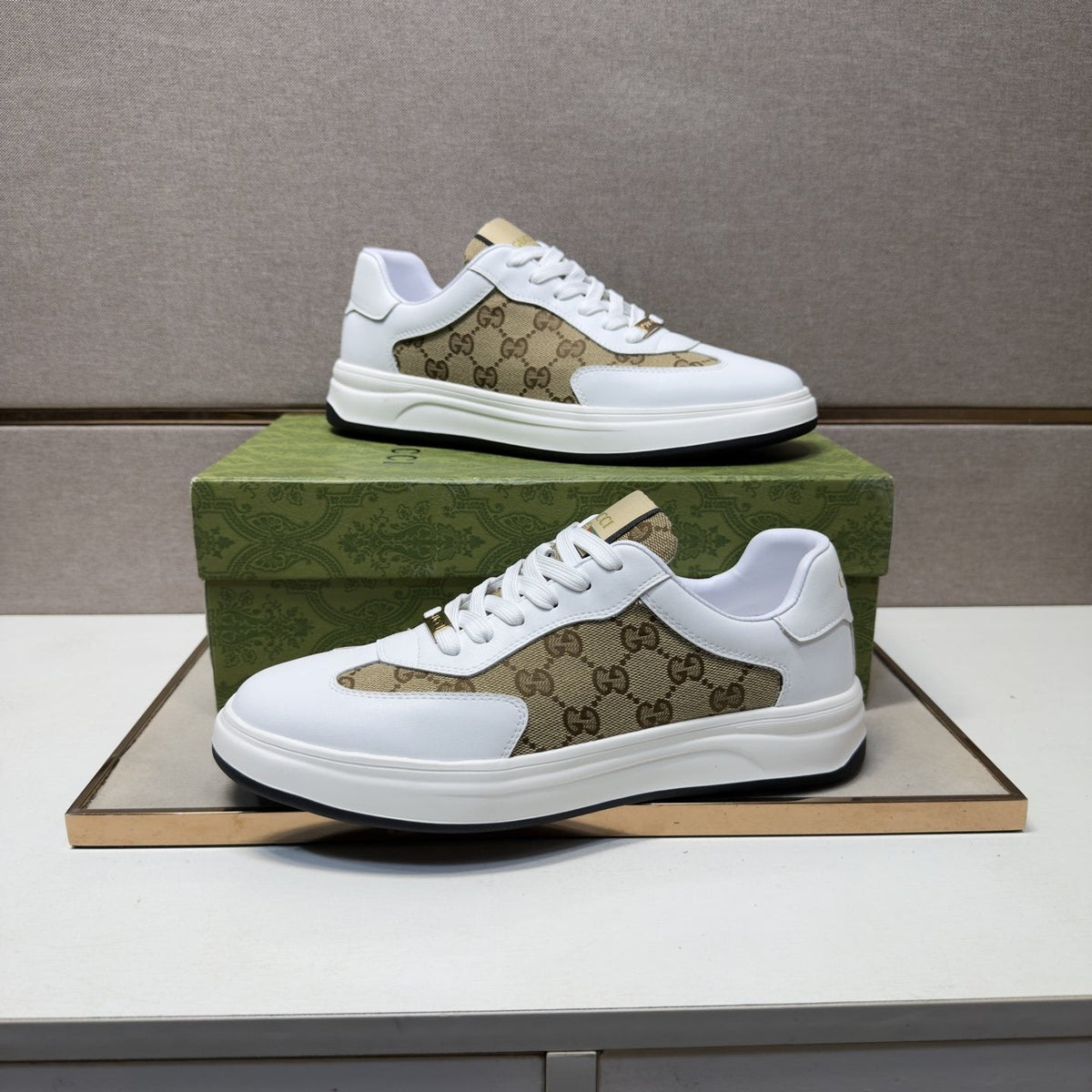 Gucci Men's Patterned-Panel Sneakers — side