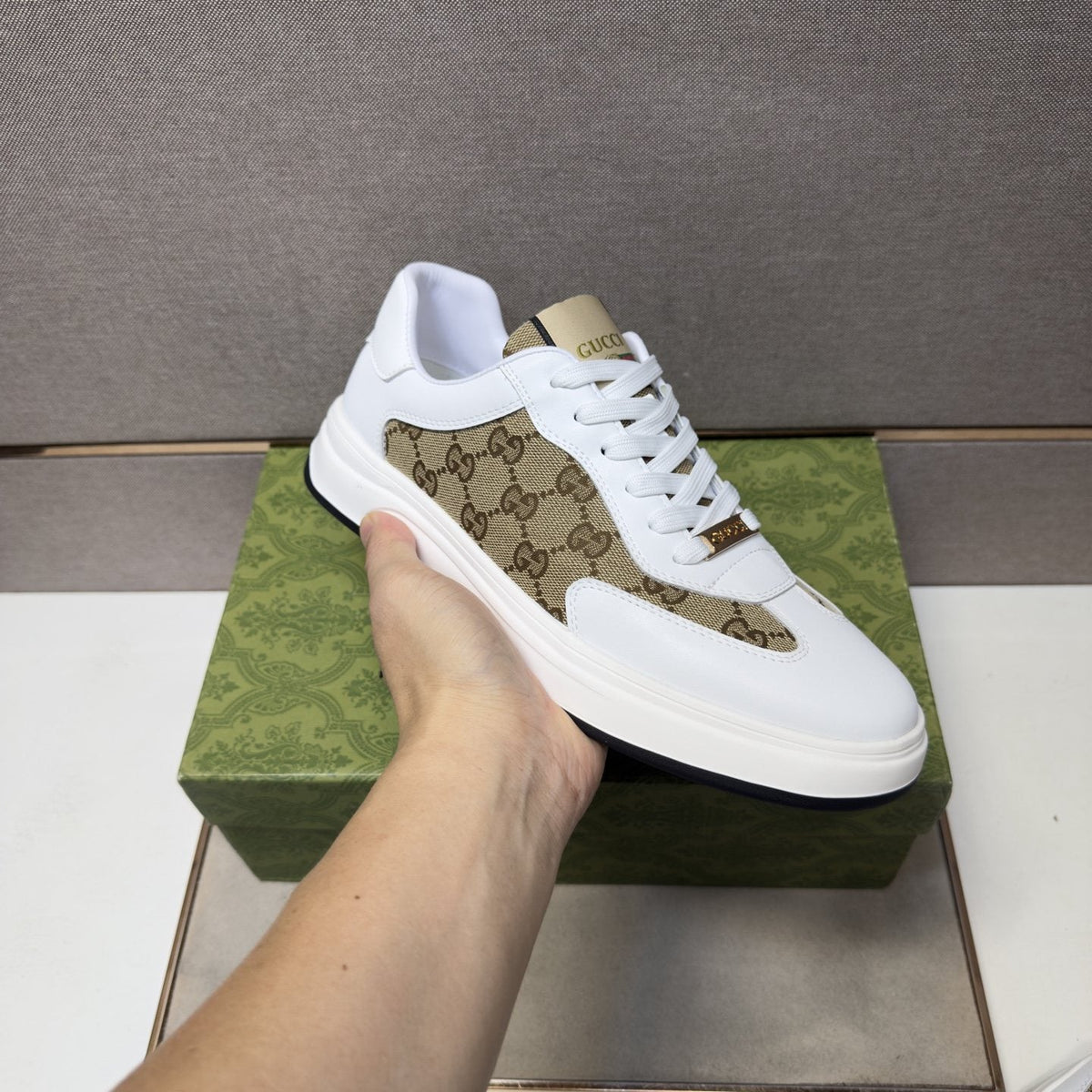 Gucci Men's Patterned-Panel Sneakers — model