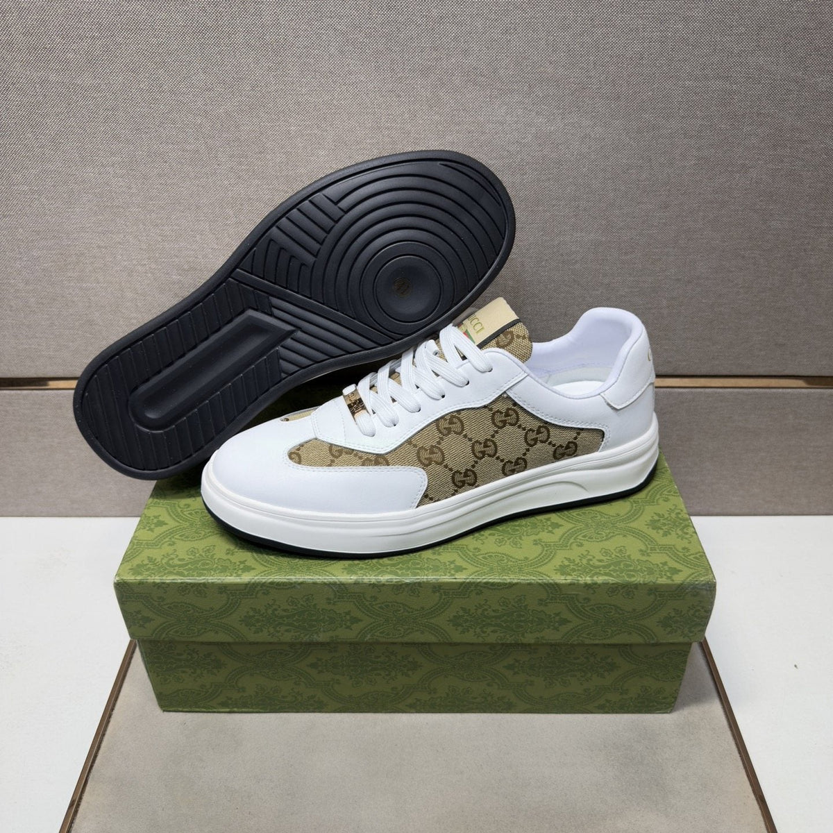 Gucci Men's Patterned-Panel Sneakers — side