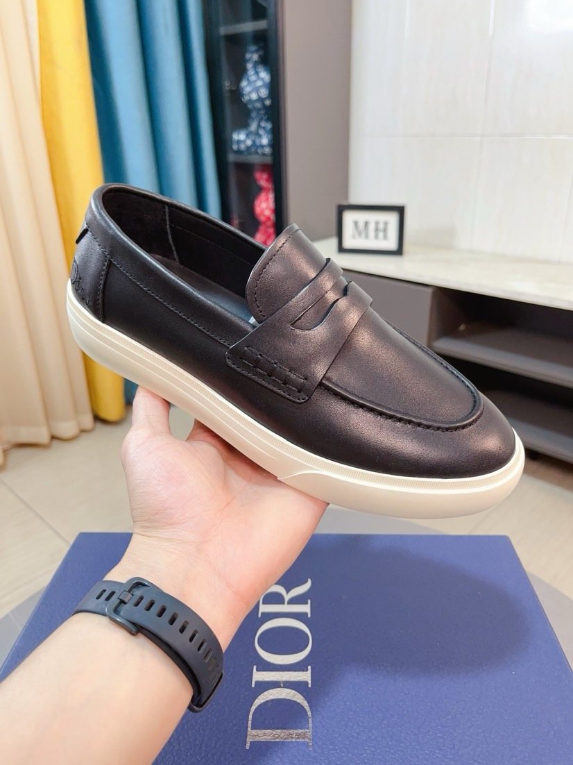 Dior Contrast-Sole Strap Loafers — model