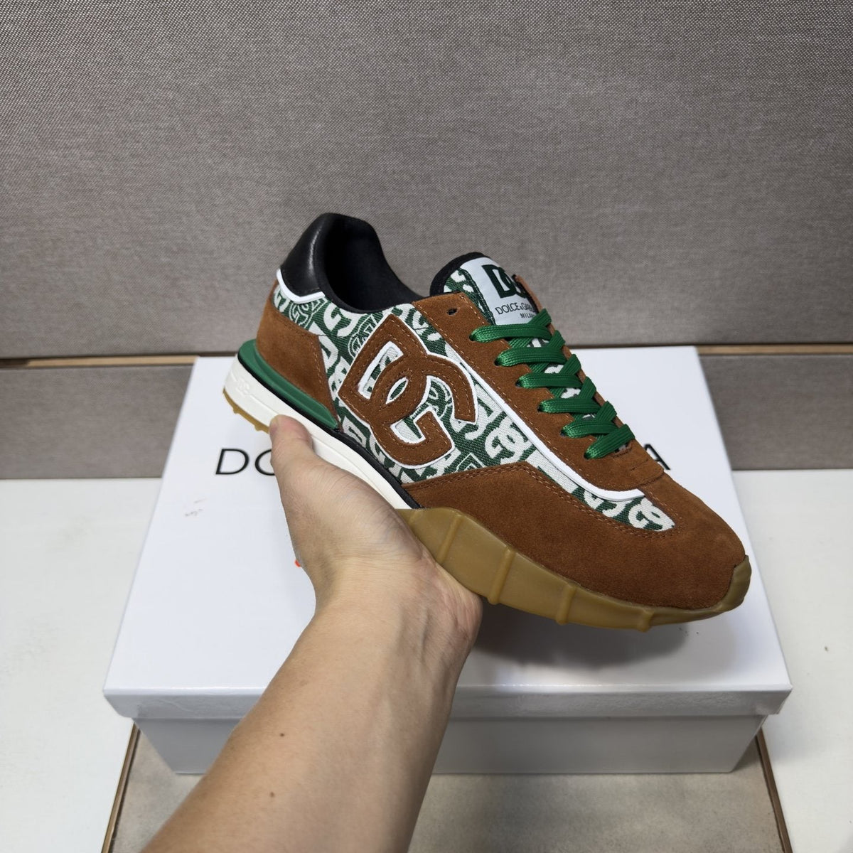 Dolce & Gabbana Patterned Panel Low-Top Sneakers — model
