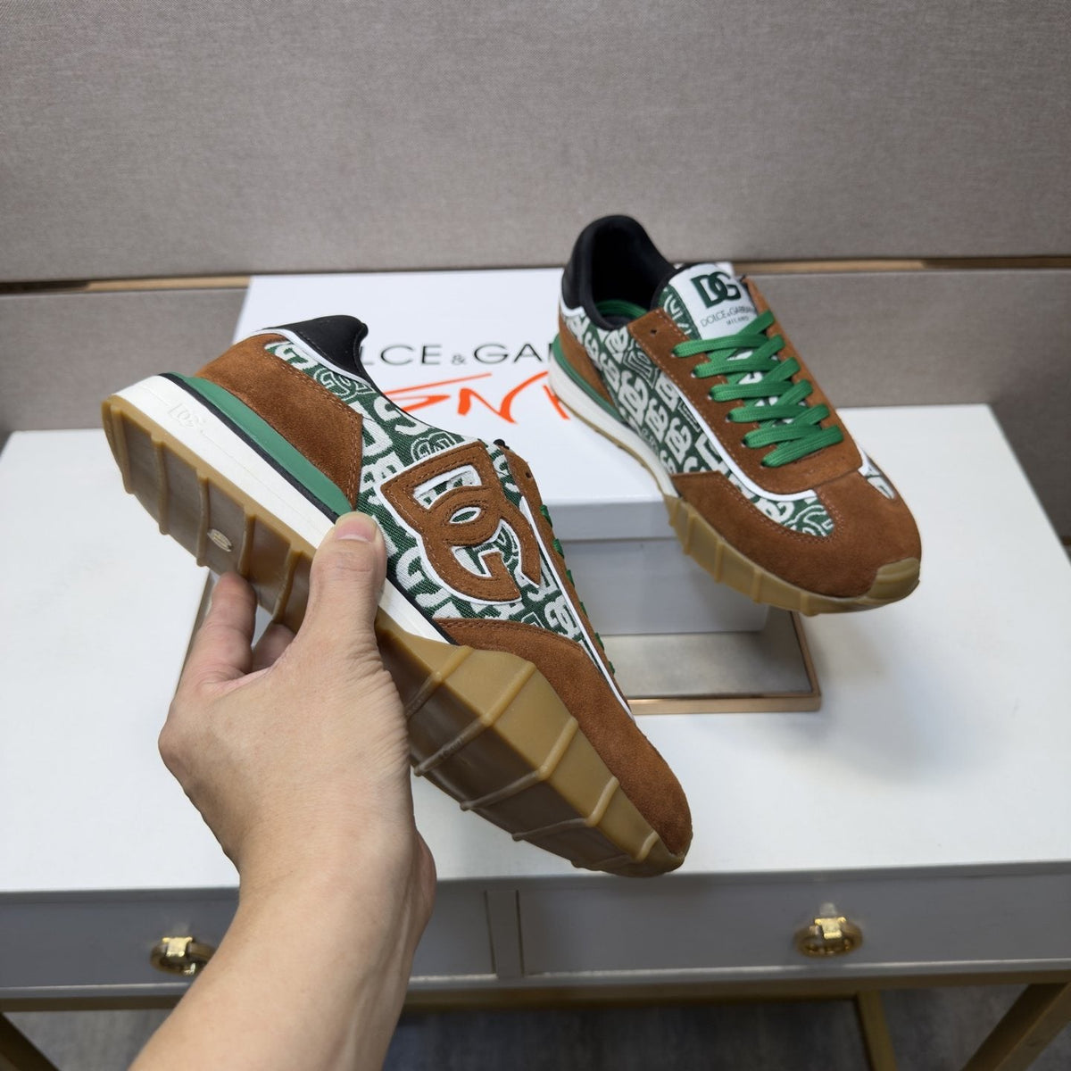 Dolce & Gabbana Patterned Panel Low-Top Sneakers — model