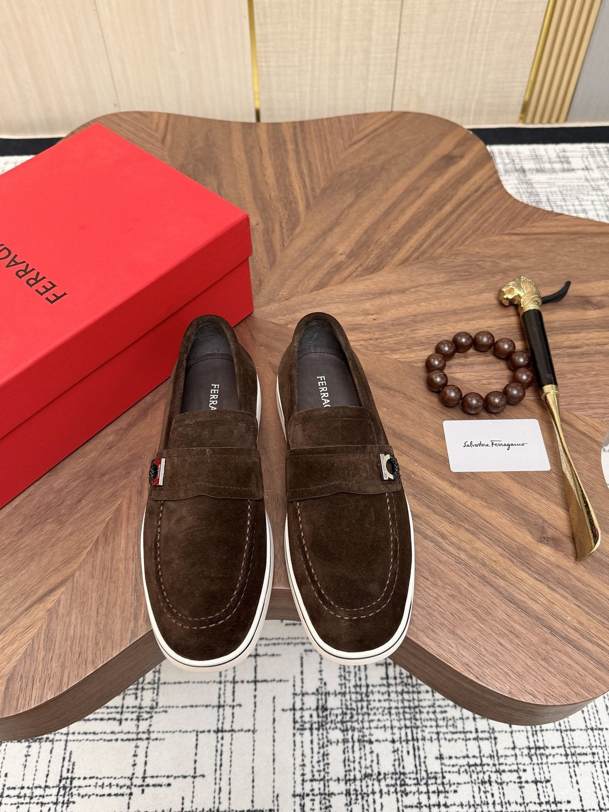 Salvatore Ferragamo Men's Strap-Detail Slip-On Shoes — front